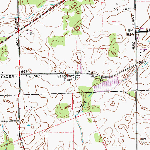 Topographic Map of Garrison Cemetery, IN