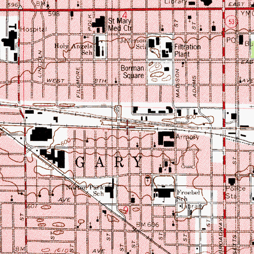 Topographic Map of Gary, IN