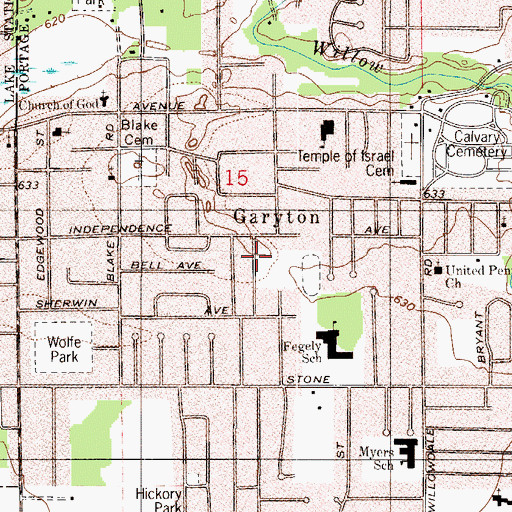 Topographic Map of Garyton, IN