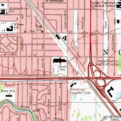 Topographic Map of Donald E Gavit Middle/High School, IN