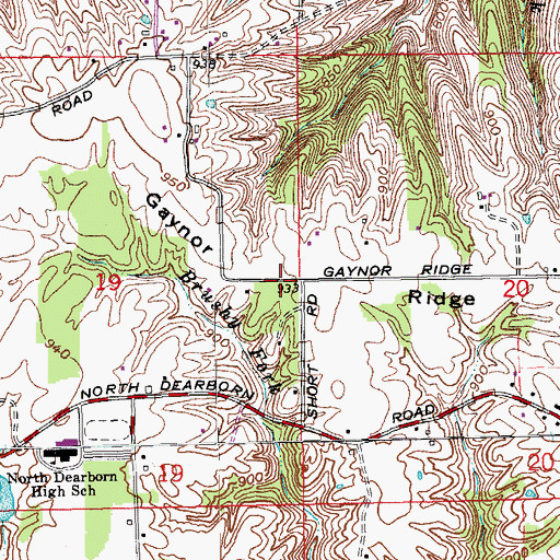 Topographic Map of Gaynor Ridge, IN