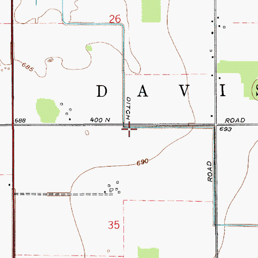 Topographic Map of Gearhart Ditch, IN