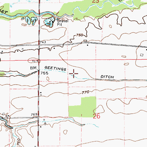 Topographic Map of Geetings Ditch, IN