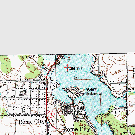 Topographic Map of Gem Island, IN