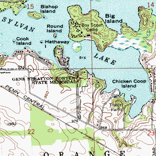 Topographic Map of Gene Stratton Porter State Memorial, IN