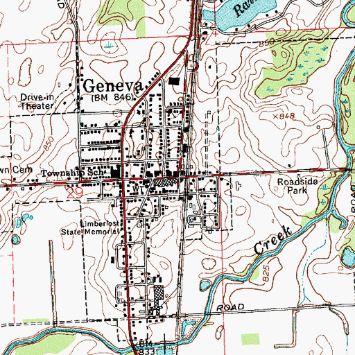 Topographic Map of Geneva, IN