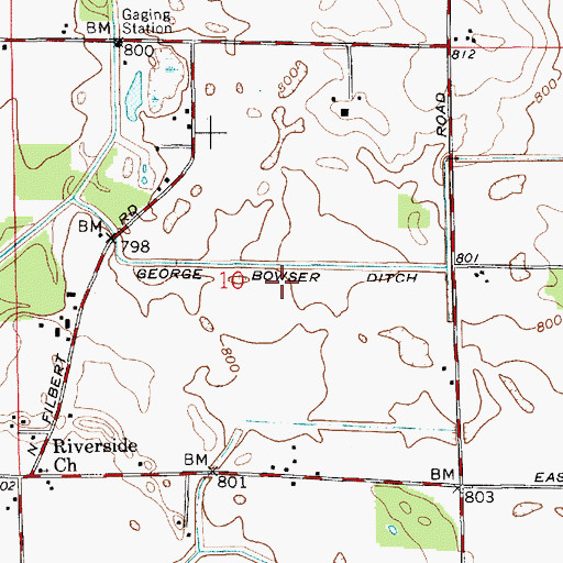 Topographic Map of George Bowser Ditch, IN