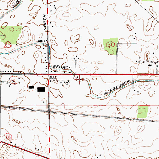 Topographic Map of George Marberger Ditch, IN