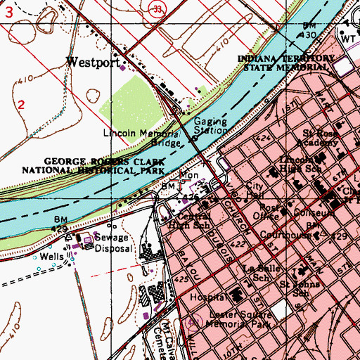 Topographic Map of George Rogers Clark State Memorial, IN