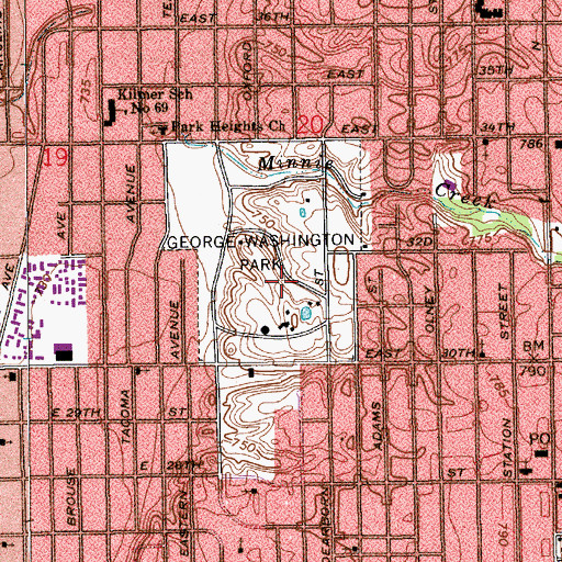 Topographic Map of George Washington Park, IN