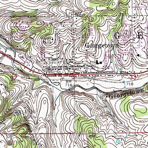 Topographic Map of Georgetown, IN