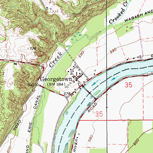 Topographic Map of Georgetown, IN