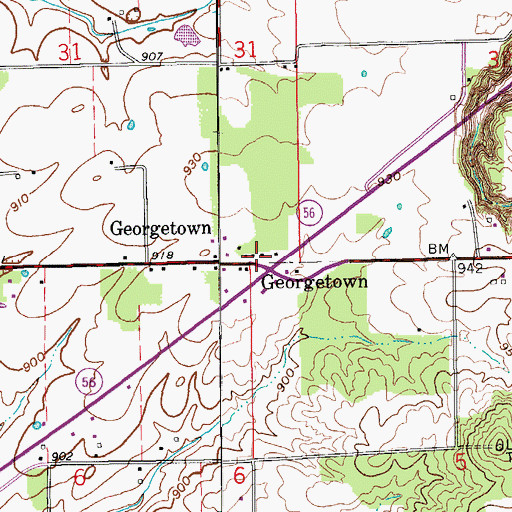 Topographic Map of Georgetown, IN