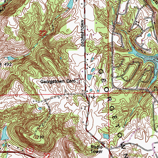 Topographic Map of Georgetown Cemetery, IN