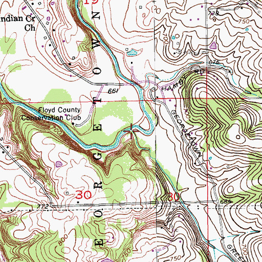 Topographic Map of Georgetown Creek, IN