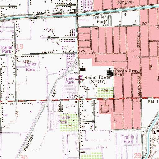 Topographic Map of KJOK-FM (Yuma), AZ