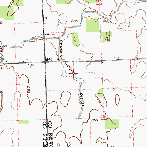 Topographic Map of Gerber Joint Ditch, IN