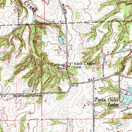 Topographic Map of Gerholt Cemetery, IN