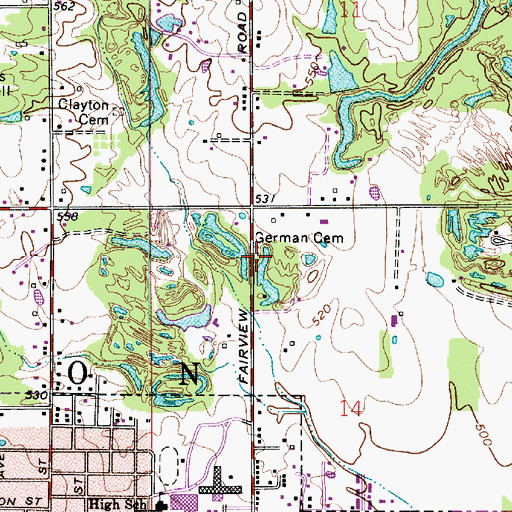 Topographic Map of German Cemetery, IN