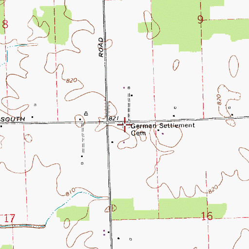 Topographic Map of German Settlement Cemetery, IN