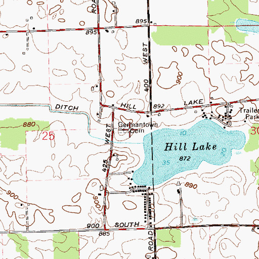 Topographic Map of Germantown Cemetery, IN