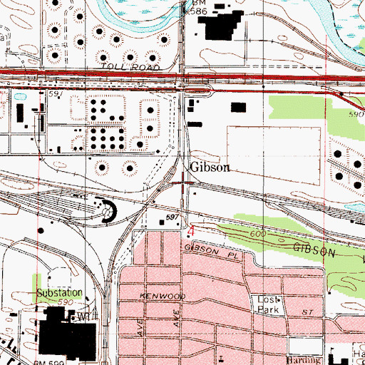 Topographic Map of Gibson, IN