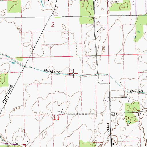 Topographic Map of Gibson Ditch, IN