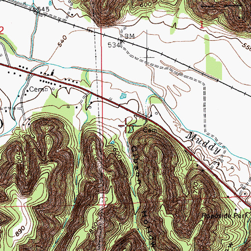 Topographic Map of Gibson Hollow, IN