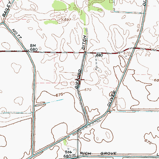 Topographic Map of Gifford Ditch, IN
