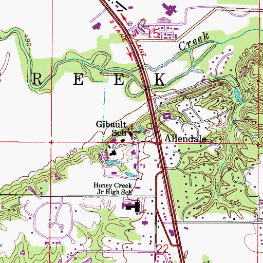Topographic Map of Gilbault School, IN