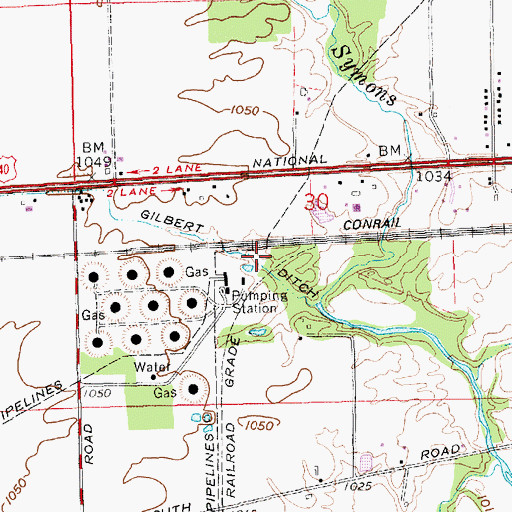Topographic Map of Gilbert Ditch, IN