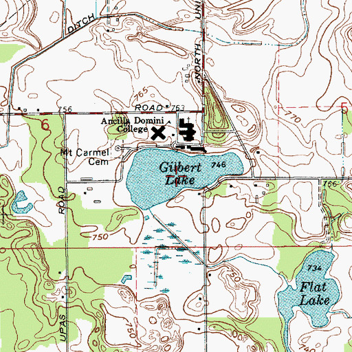 Topographic Map of Gilbert Lake, IN