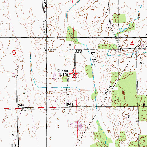 Topographic Map of Gilboa Cemetery, IN
