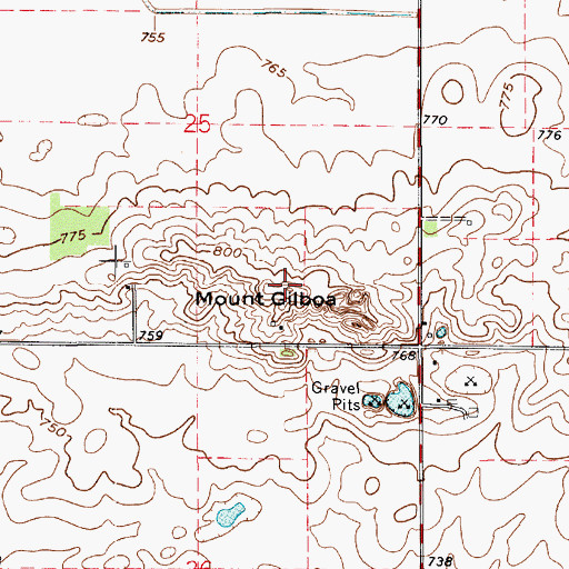 Topographic Map of Mount Gilboa, IN