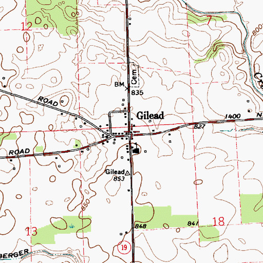 Topographic Map of Gilead, IN