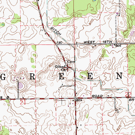 Topographic Map of Gilead Church, IN