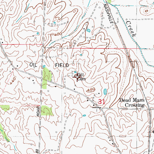 Topographic Map of Gill Cemetery, IN