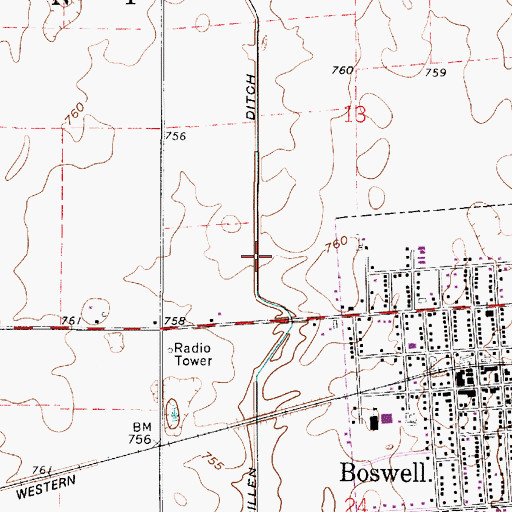 Topographic Map of Gillen Ditch, IN