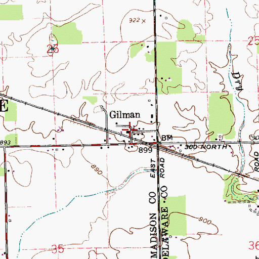 Topographic Map of Gilman, IN