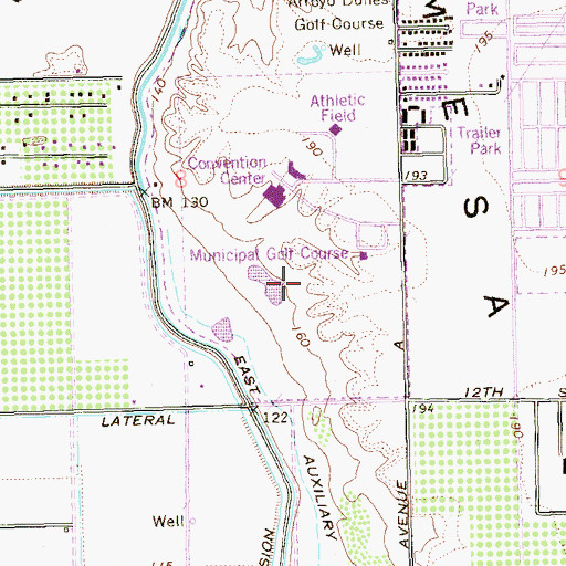 Topographic Map of Yuma Municipal Golf Course, AZ