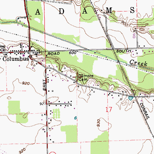 Topographic Map of Gilmore Cemetery, IN