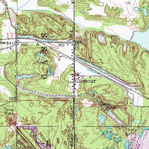 Topographic Map of Gilmour, IN