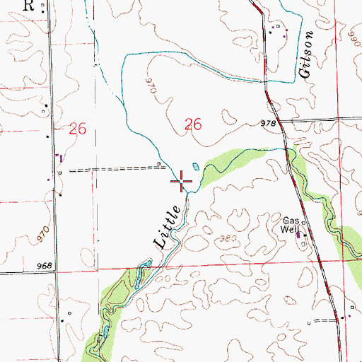 Topographic Map of Gilson Creek, IN