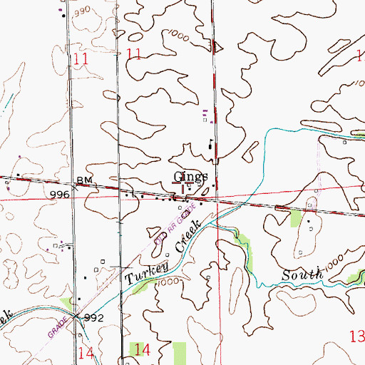 Topographic Map of Gings, IN