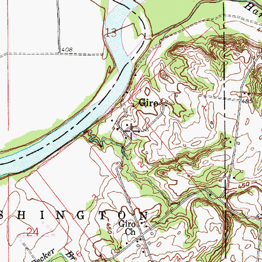 Topographic Map of Giro, IN