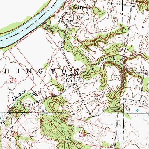 Topographic Map of Giro Church, IN