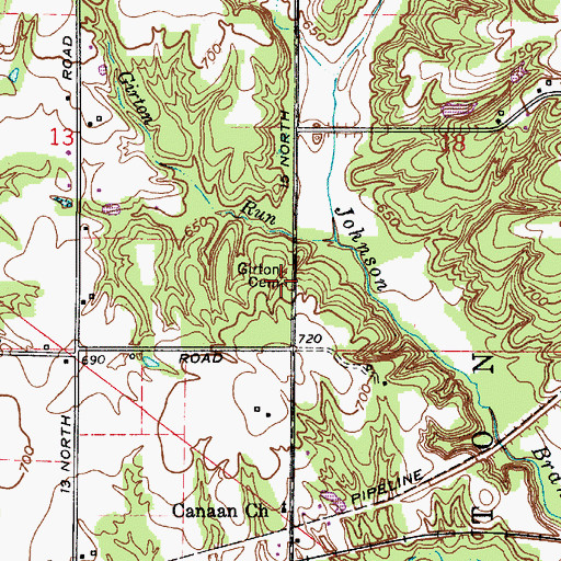 Topographic Map of Girton Cemetery, IN