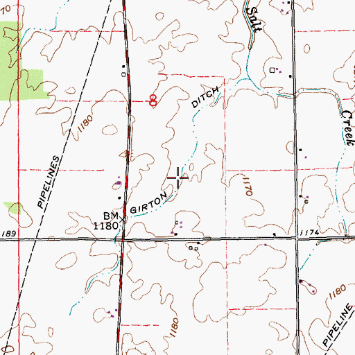 Topographic Map of Girton Ditch, IN
