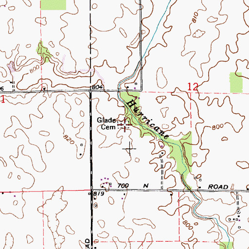 Topographic Map of Glade Dobbins Cemetery, IN