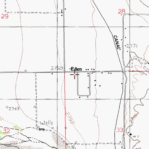 Topographic Map of Eden, AZ